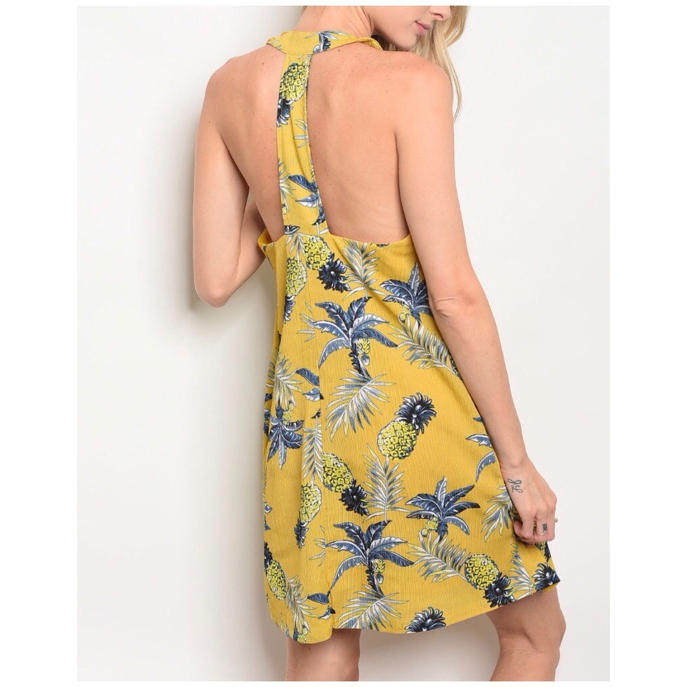 ☀️LAST2️⃣//PINEAPPLE & PALM LEAVES TROPICAL DRESS - Picture 6 of 13
